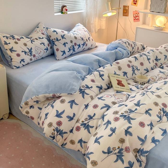 91家纺网 家纺一手货源 找家纺 卡斯诺家纺馆 2025新款200克牛奶绒四件套 墨染芳华