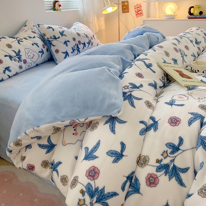 91家纺网 家纺一手货源 找家纺 卡斯诺家纺馆 2025新款200克牛奶绒四件套 墨染芳华