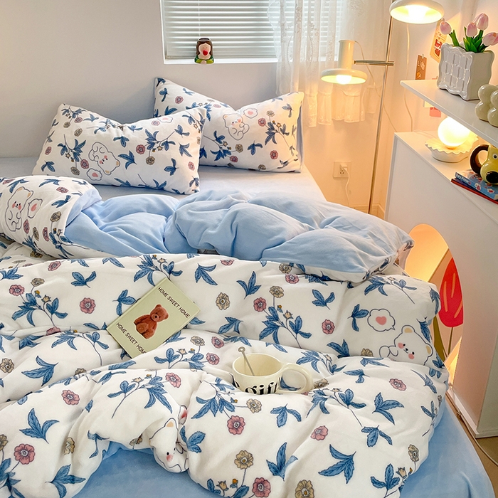 91家纺网 家纺一手货源 找家纺 卡斯诺家纺馆 2025新款200克牛奶绒四件套 墨染芳华