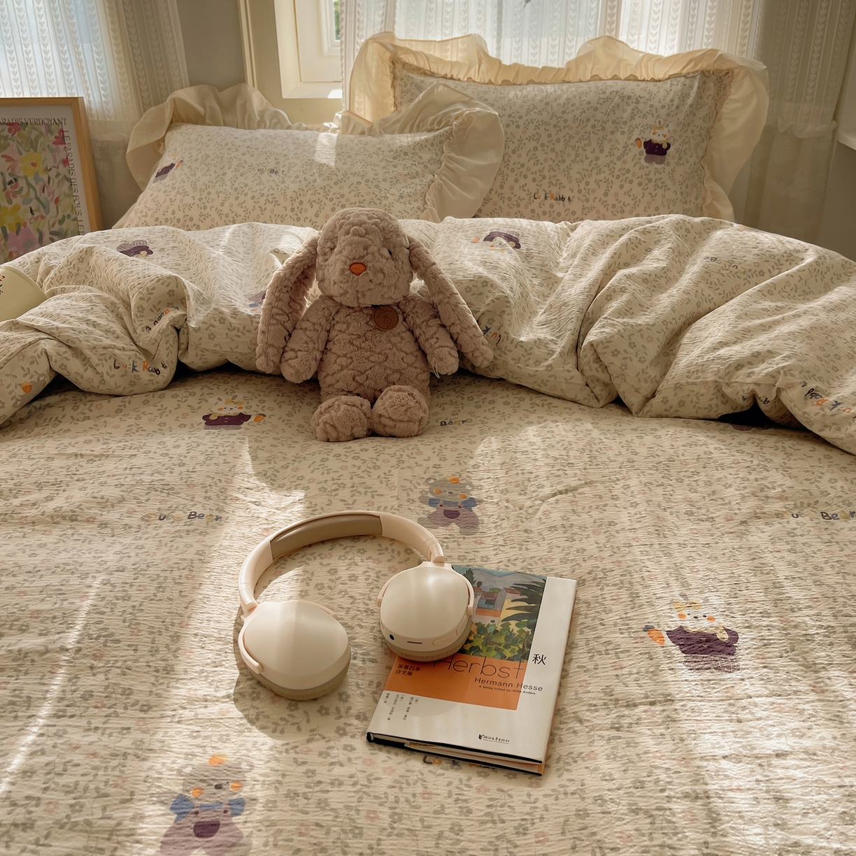 91家纺网 家纺一手货源 找家纺 初念 2025新款法式花边款小碎花云感双层纱系列四件套-曼塔（小红书推荐）提供买家秀 曼塔-复古浪漫