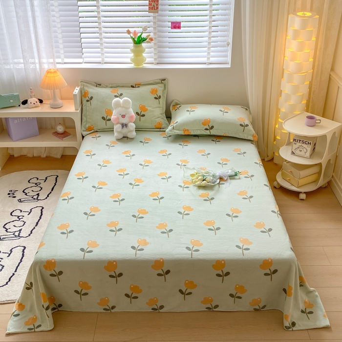 91家纺网 家纺一手货源 找家纺 （总）金盛纺 2025新款高克重牛奶绒印花系列单床单(可定制)