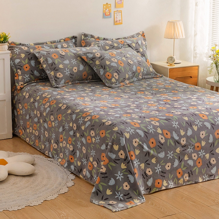 91家纺网 家纺一手货源 找家纺 （总）金盛纺 2025新款高克重牛奶绒印花系列单床单(可定制)