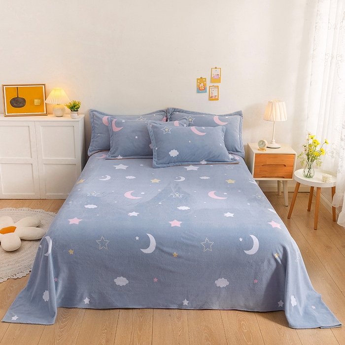 91家纺网 家纺一手货源 找家纺 （总）金盛纺 2025新款高克重牛奶绒印花系列单床单(可定制)