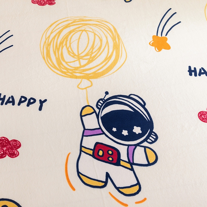 91家纺网 家纺一手货源 找家纺 金盛纺 2025新款高克重牛奶绒印花系列单床单(可定制) 宇航员