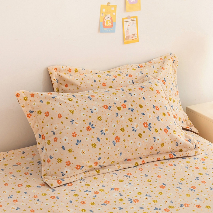 91家纺网 家纺一手货源 找家纺 金盛纺 2025新款高克重牛奶绒印花系列单床单(可定制) 亦欢（粉）