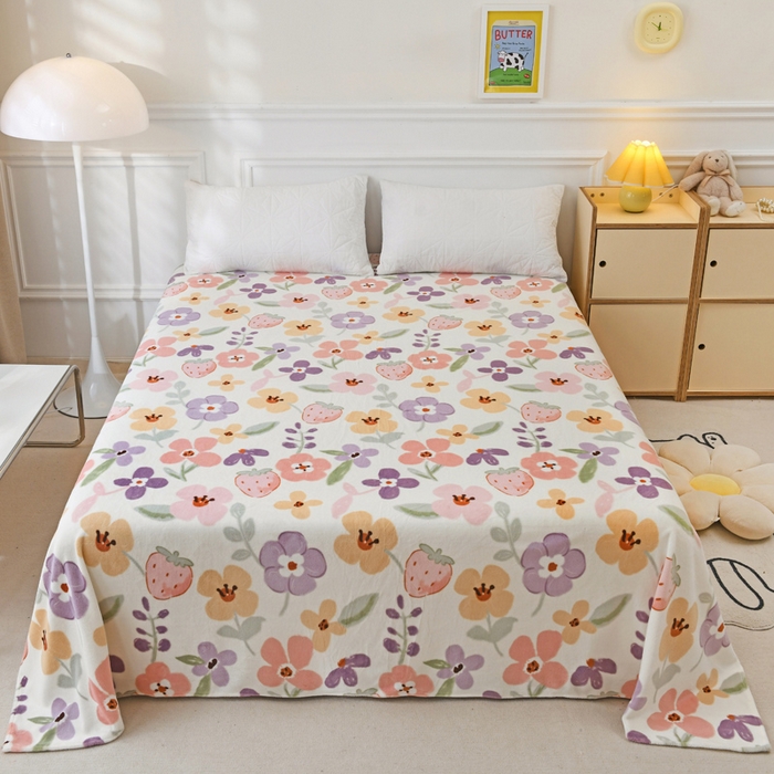 91家纺网 家纺一手货源 找家纺 金盛纺 2025新款高克重牛奶绒印花系列单床单(可定制) 花香伊人