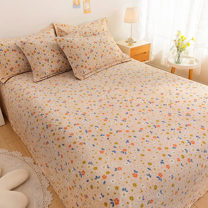 91家纺网 家纺一手货源 找家纺 金盛纺 2025新款高克重牛奶绒印花系列单床单(可定制) 亦欢（粉）