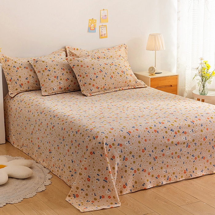 91家纺网 家纺一手货源 找家纺 金盛纺 2025新款高克重牛奶绒印花系列单床单(可定制) 亦欢（粉）