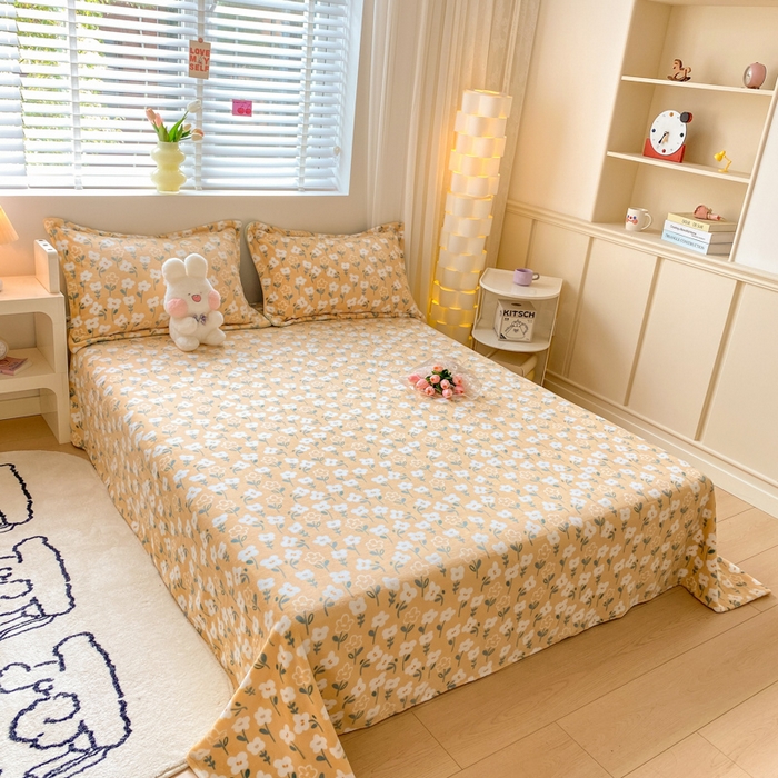 91家纺网 家纺一手货源 找家纺 金盛纺 2025新款高克重牛奶绒印花系列单床单(可定制) 丽人花都