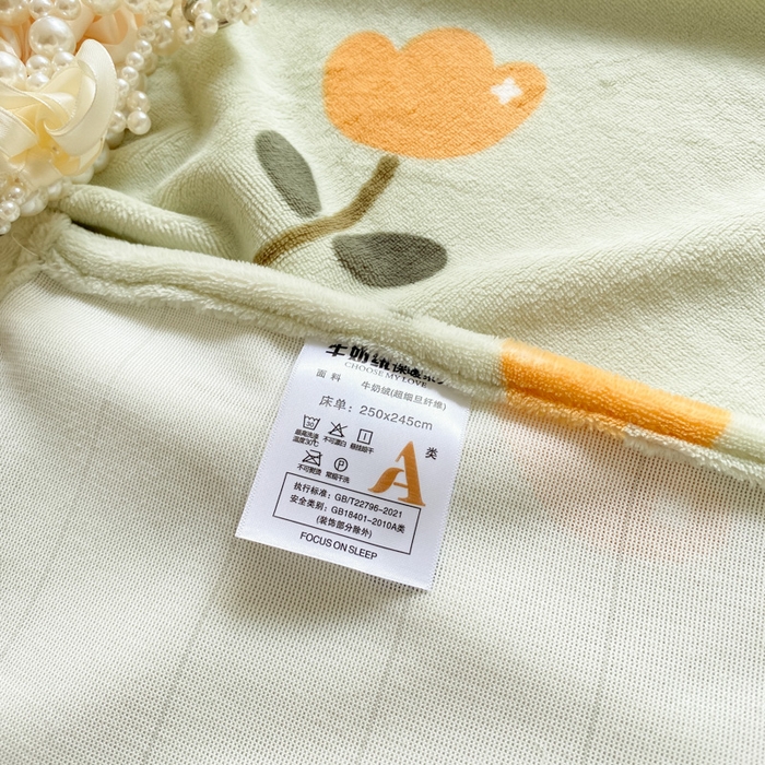 91家纺网 家纺一手货源 找家纺 金盛纺 2025新款高克重牛奶绒印花系列单床单(可定制) 花仙子