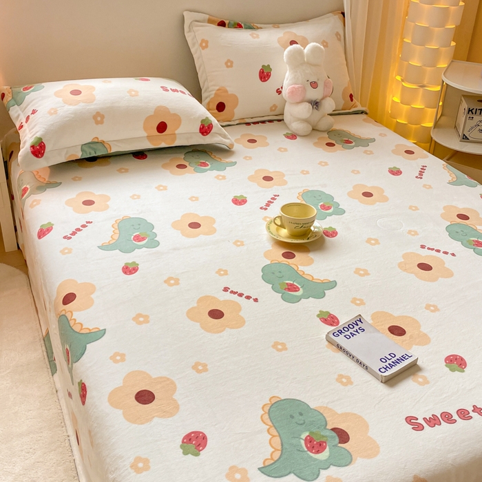 91家纺网 家纺一手货源 找家纺 金盛纺 2025新款高克重牛奶绒印花系列单床单(可定制) 萌萌哒