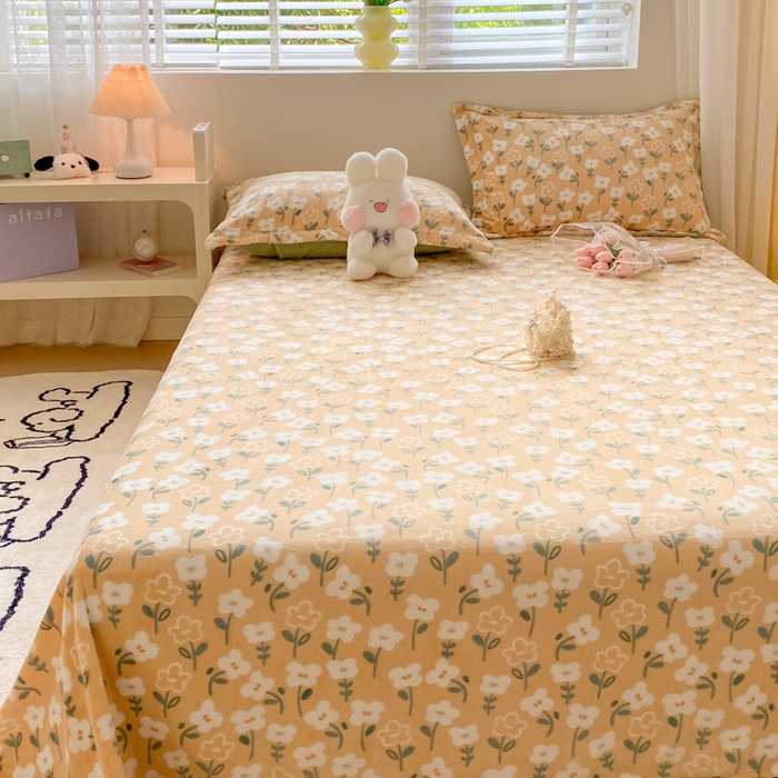 91家纺网 家纺一手货源 找家纺 金盛纺 2025新款高克重牛奶绒印花系列单床单(可定制) 丽人花都