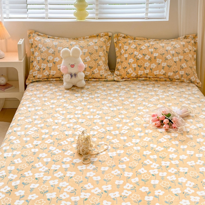 91家纺网 家纺一手货源 找家纺 金盛纺 2025新款高克重牛奶绒印花系列单床单(可定制) 丽人花都