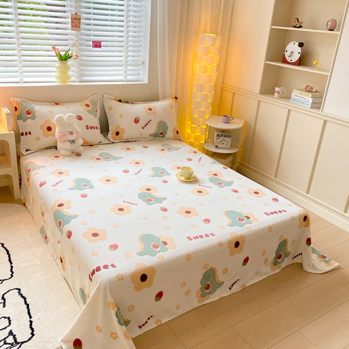 91家纺网 家纺一手货源 找家纺 金盛纺 2025新款高克重牛奶绒印花系列单床单(可定制) 萌萌哒