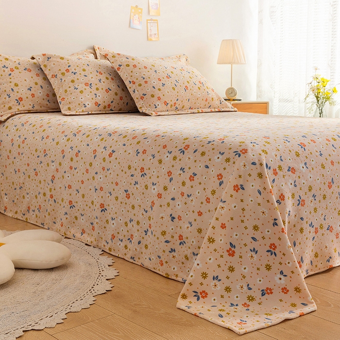 91家纺网 家纺一手货源 找家纺 金盛纺 2025新款高克重牛奶绒印花系列单床单(可定制) 亦欢（粉）