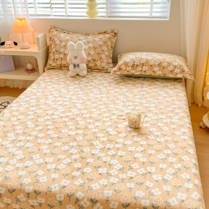 91家纺网 家纺一手货源 找家纺 金盛纺 2025新款高克重牛奶绒印花系列单床单(可定制) 丽人花都