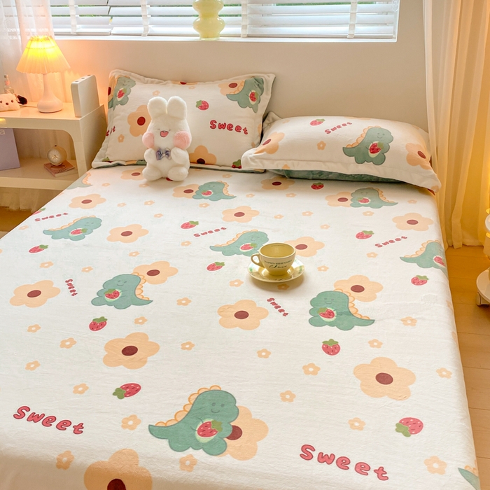 91家纺网 家纺一手货源 找家纺 金盛纺 2025新款高克重牛奶绒印花系列单床单(可定制) 萌萌哒