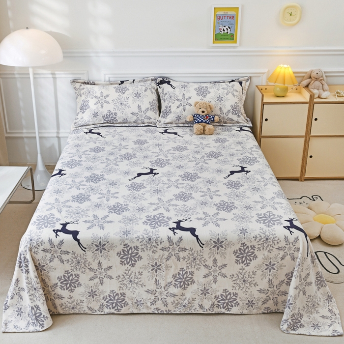 金盛纺 2025新款高克重牛奶绒印花系列单床单(可定制) 圣诞鹿