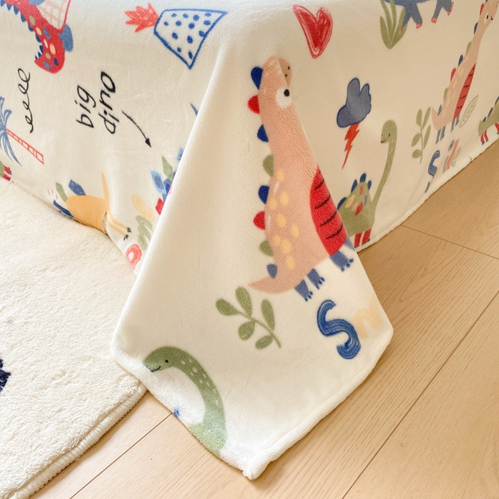 91家纺网 家纺一手货源 找家纺 金盛纺 2025新款高克重牛奶绒印花系列单床单(可定制) 侏罗纪