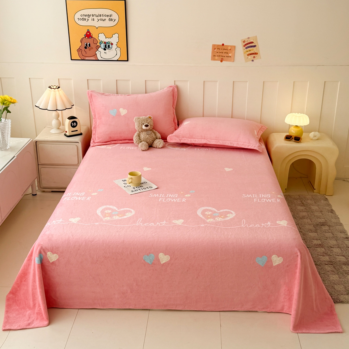 91家纺网 家纺一手货源 找家纺 （总）金盛纺 2025新款高克重牛奶绒印花系列单床单(可定制)