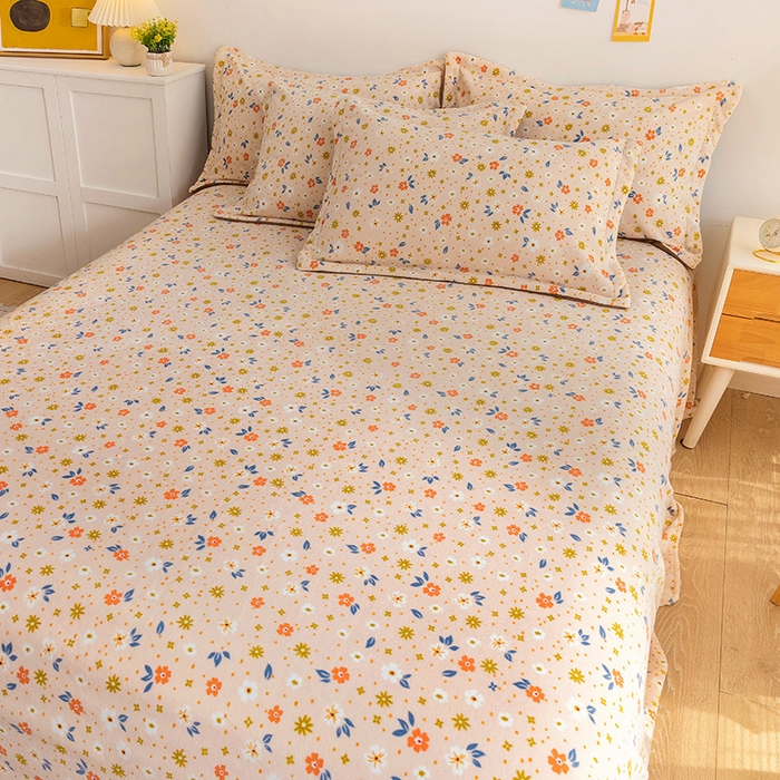 91家纺网 家纺一手货源 找家纺 金盛纺 2025新款高克重牛奶绒印花系列单床单(可定制) 亦欢（粉）