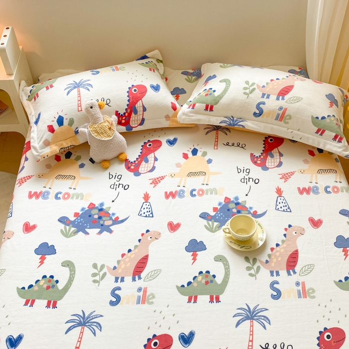 91家纺网 家纺一手货源 找家纺 金盛纺 2025新款高克重牛奶绒印花系列单床单(可定制) 侏罗纪