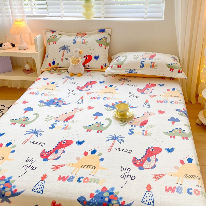 91家纺网 家纺一手货源 找家纺 金盛纺 2025新款高克重牛奶绒印花系列单床单(可定制) 侏罗纪