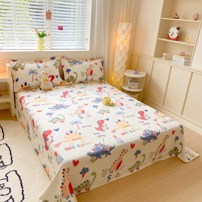 91家纺网 家纺一手货源 找家纺 金盛纺 2025新款高克重牛奶绒印花系列单床单(可定制) 侏罗纪