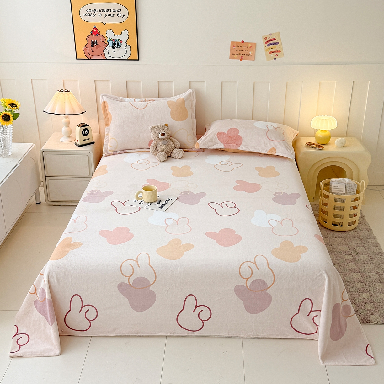 91家纺网 家纺一手货源 找家纺 （总）金盛纺 2025新款高克重牛奶绒印花系列单床单(可定制)