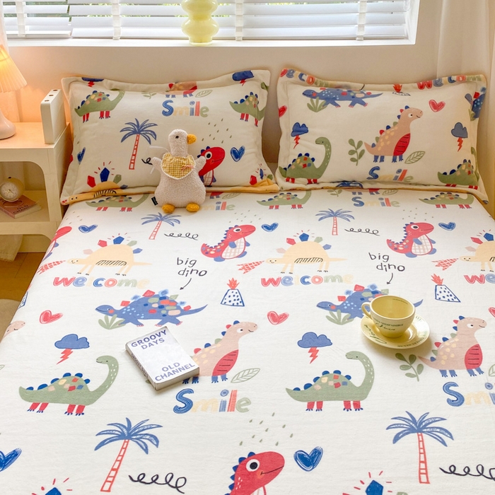 91家纺网 家纺一手货源 找家纺 金盛纺 2025新款高克重牛奶绒印花系列单床单(可定制) 侏罗纪