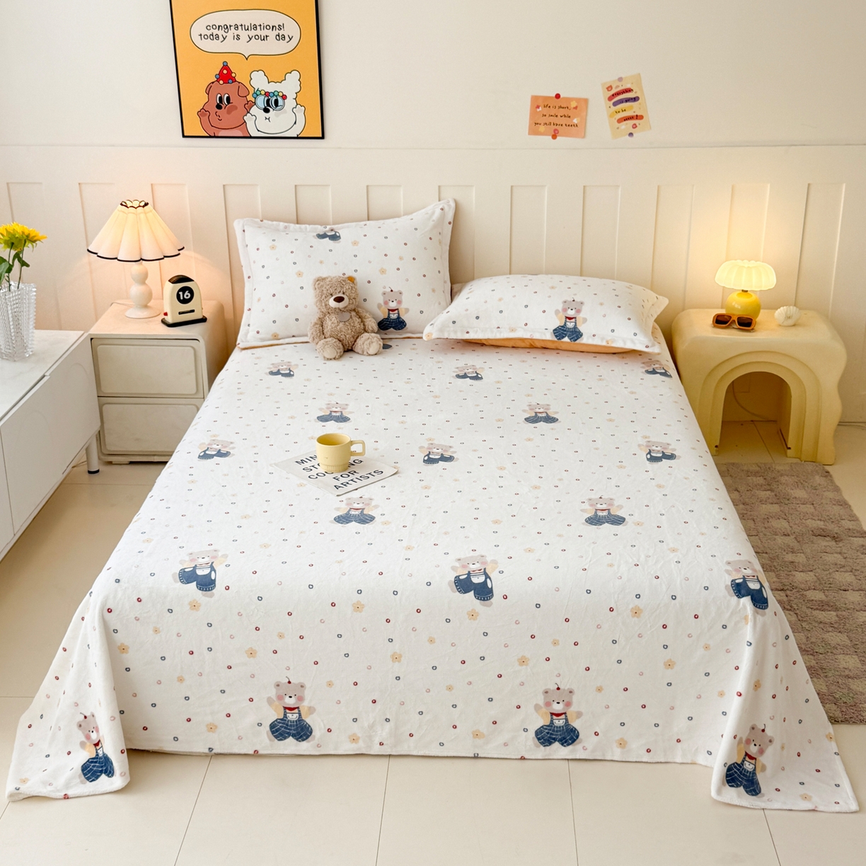 金盛纺 2025新款高克重牛奶绒印花系列单床单(可定制) 熊熊乐园