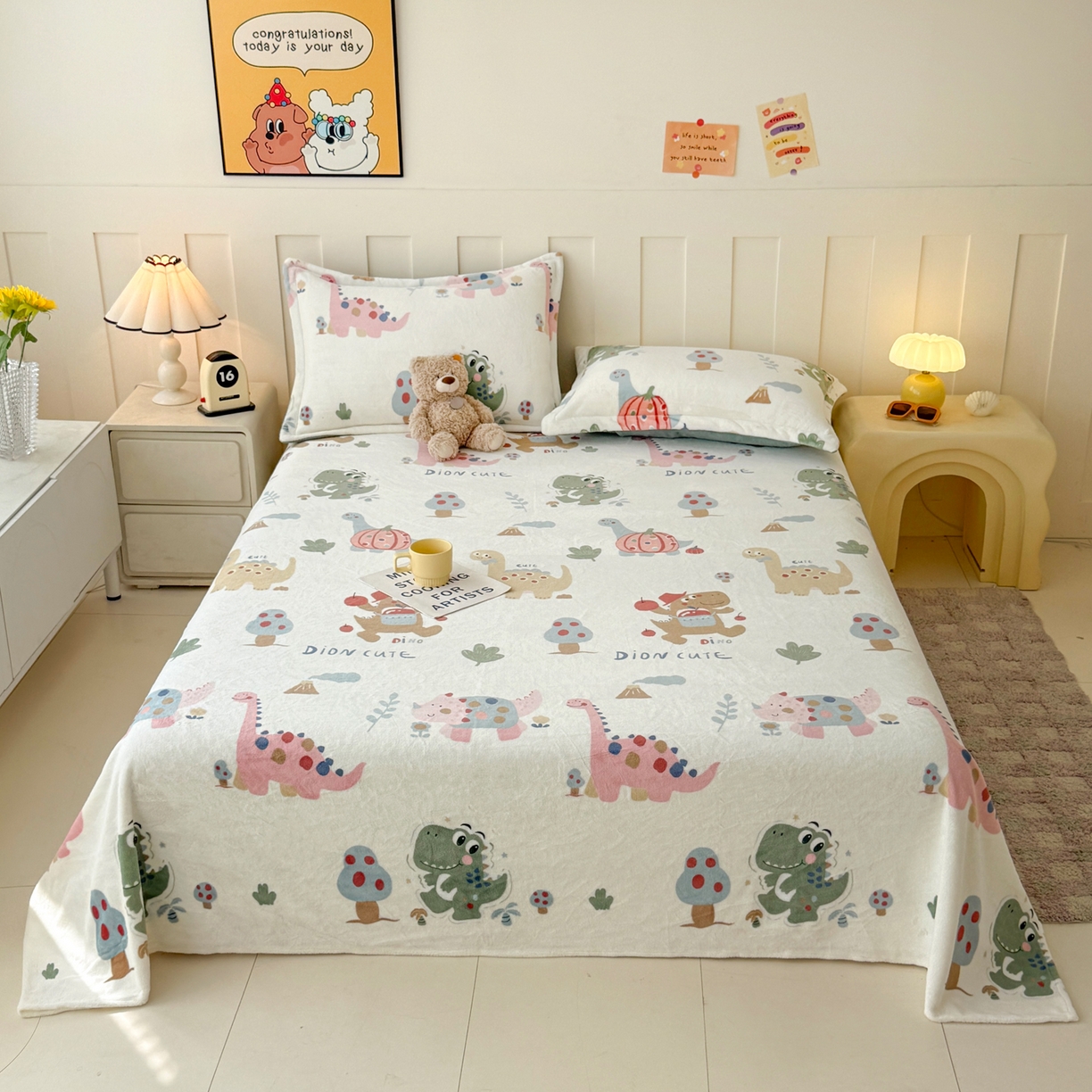 金盛纺 2025新款高克重牛奶绒印花系列单床单(可定制) 大宝贝