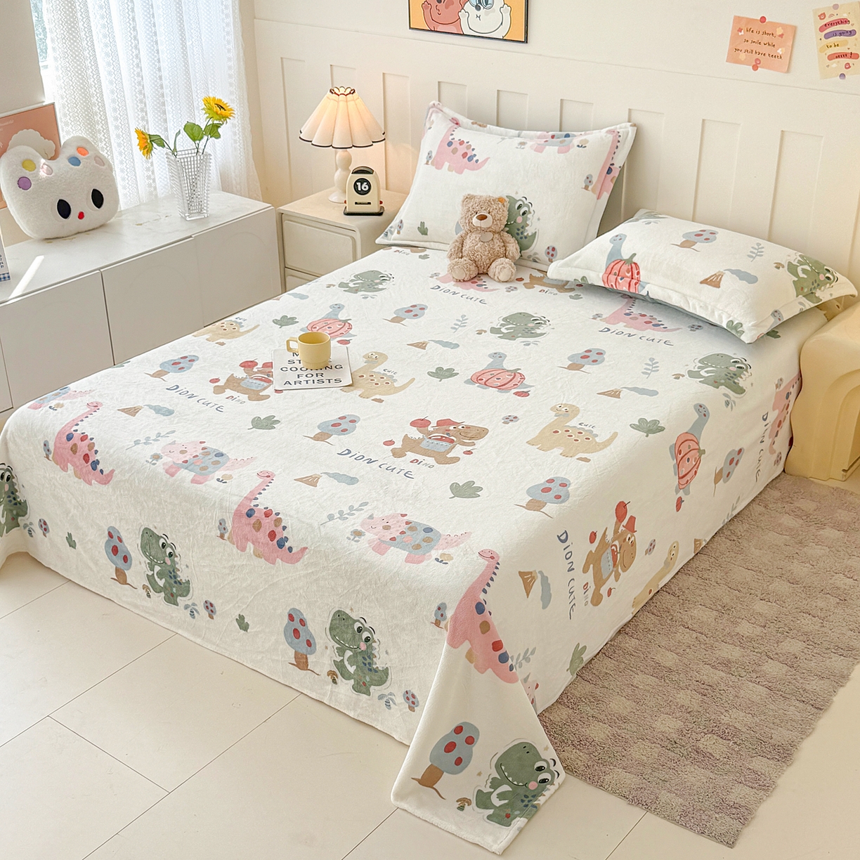 91家纺网 家纺一手货源 找家纺 金盛纺 2025新款高克重牛奶绒印花系列单床单(可定制) 大宝贝