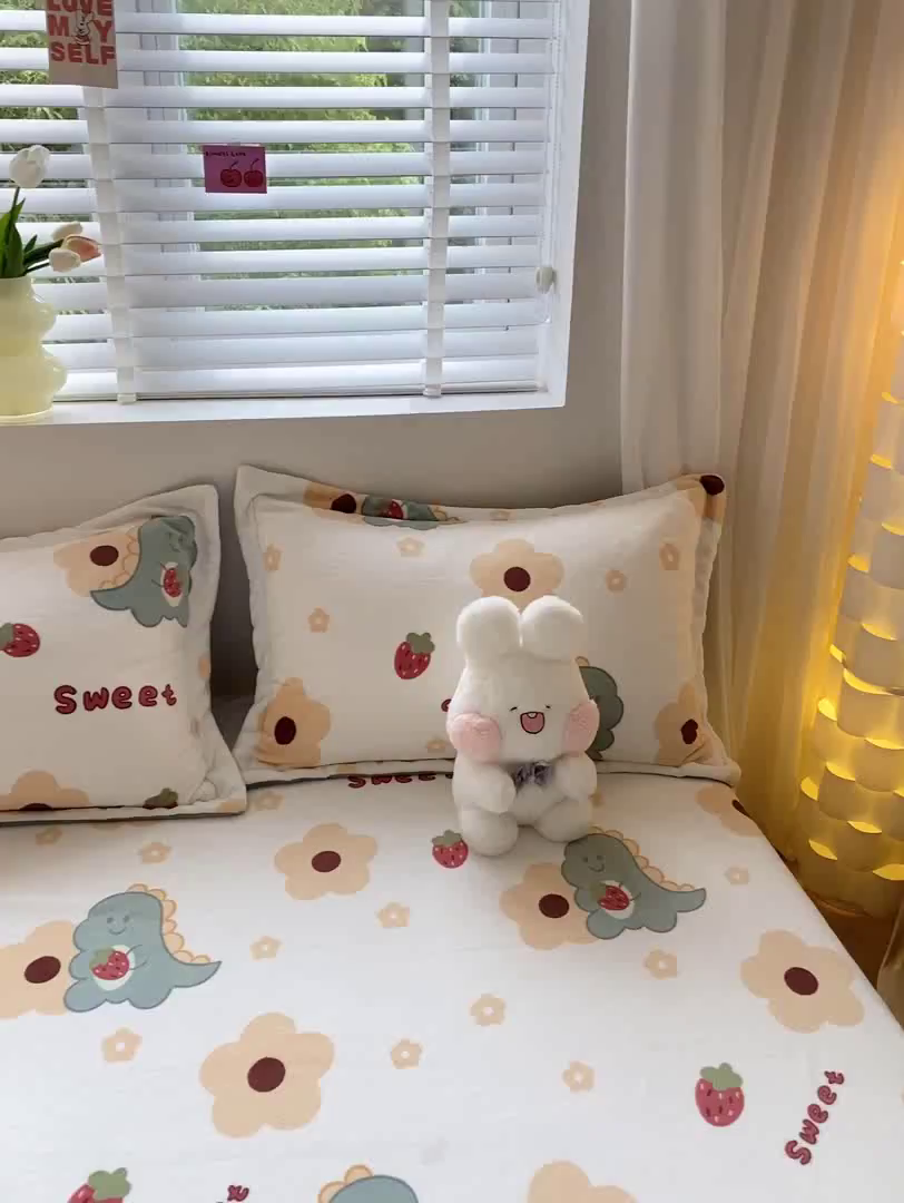 91家纺网 家纺一手货源 找家纺 金盛纺 2025新款高克重牛奶绒印花系列单床单(可定制) 萌萌哒