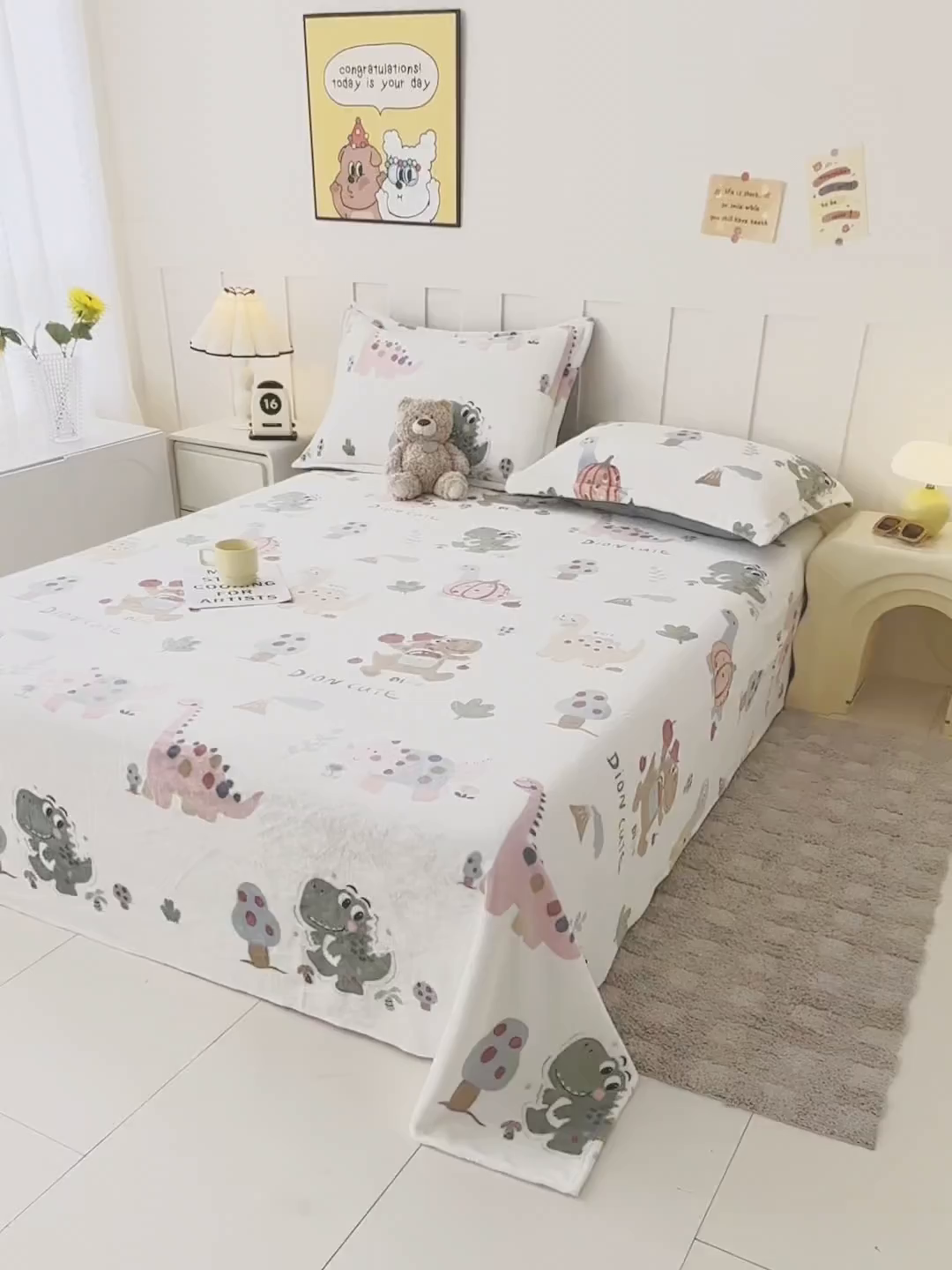 91家纺网 家纺一手货源 找家纺 金盛纺 2025新款高克重牛奶绒印花系列单床单(可定制) 大宝贝