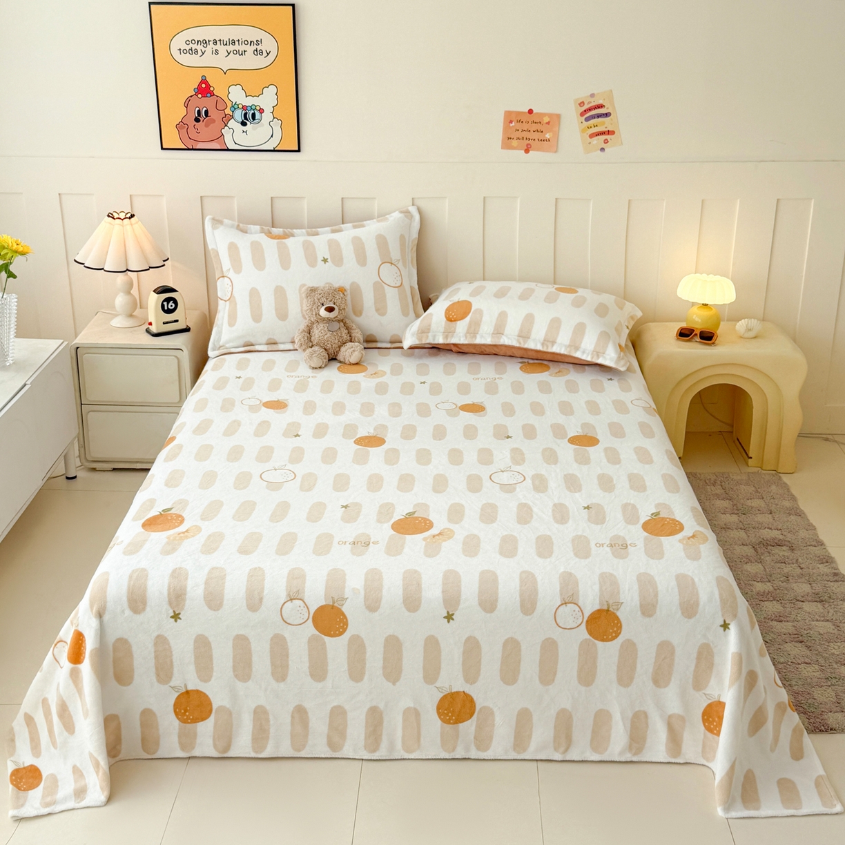 91家纺网 家纺一手货源 找家纺 （总）金盛纺 2025新款高克重牛奶绒印花系列单床单(可定制)