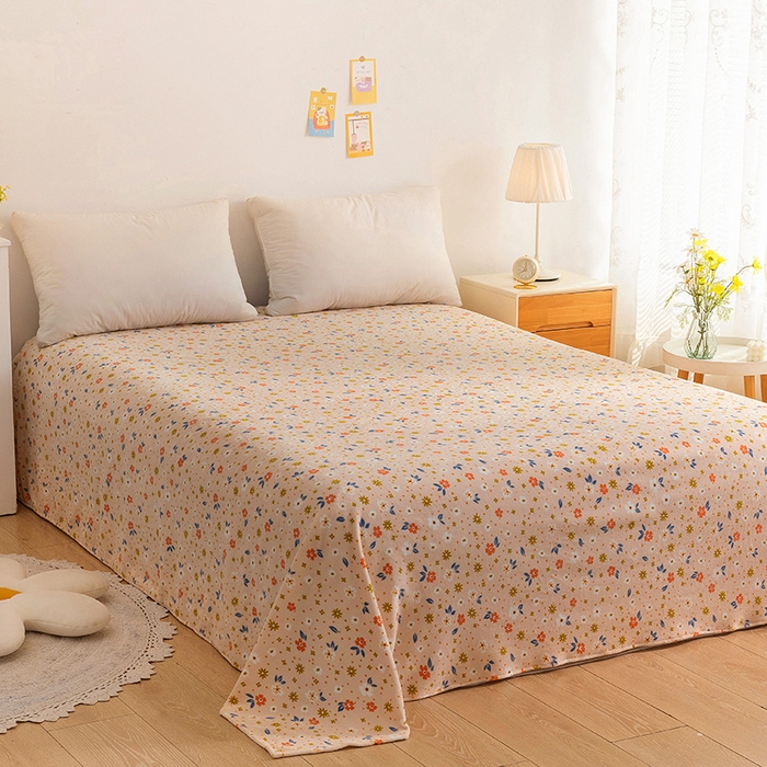 91家纺网 家纺一手货源 找家纺 金盛纺 2025新款高克重牛奶绒印花系列单床单(可定制) 亦欢（粉）