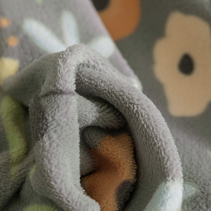 91家纺网 家纺一手货源 找家纺 金盛纺 2025新款高克重牛奶绒印花系列单床单(可定制) 繁花（灰）