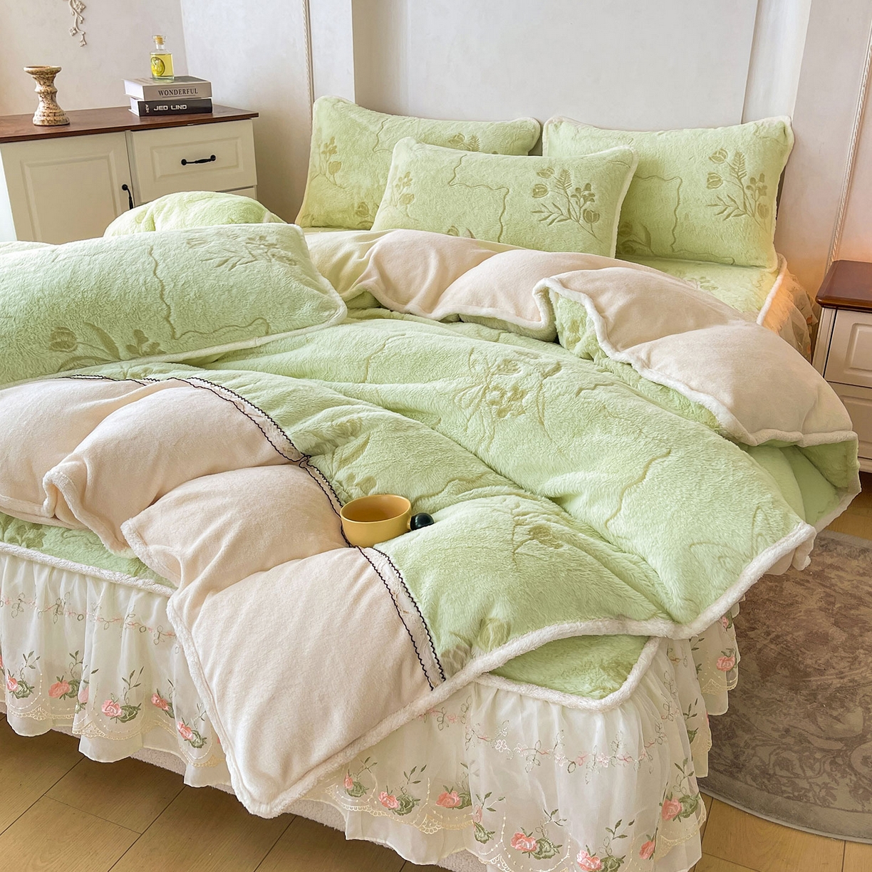 91家纺网 家纺一手货源 找家纺 （总）眠势力 2025新款兔毛绒雕花被套冬季兔兔绒加绒保暖被罩