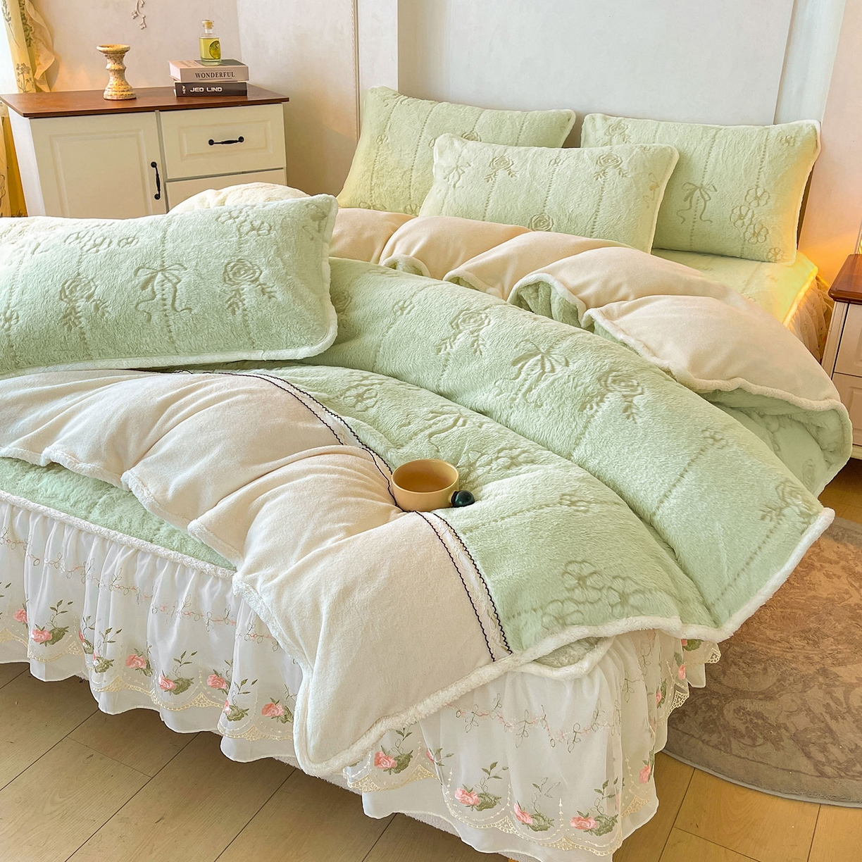 91家纺网 家纺一手货源 找家纺 （总）眠势力 2025新款兔毛绒雕花被套冬季兔兔绒加绒保暖被罩