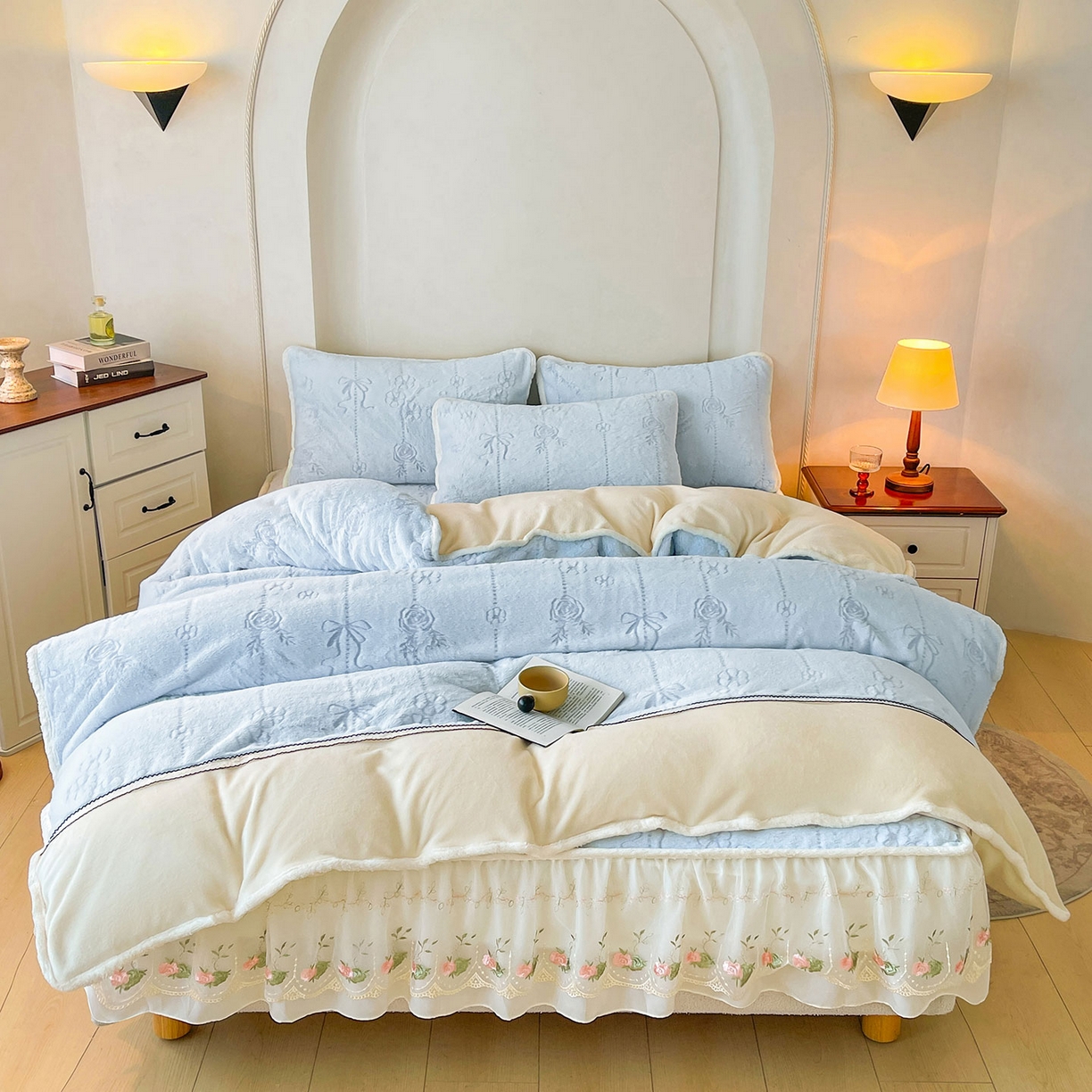 91家纺网 家纺一手货源 找家纺 眠势力 2025新款兔毛绒雕花被套冬季兔兔绒加绒保暖被罩 若溪-霜兰