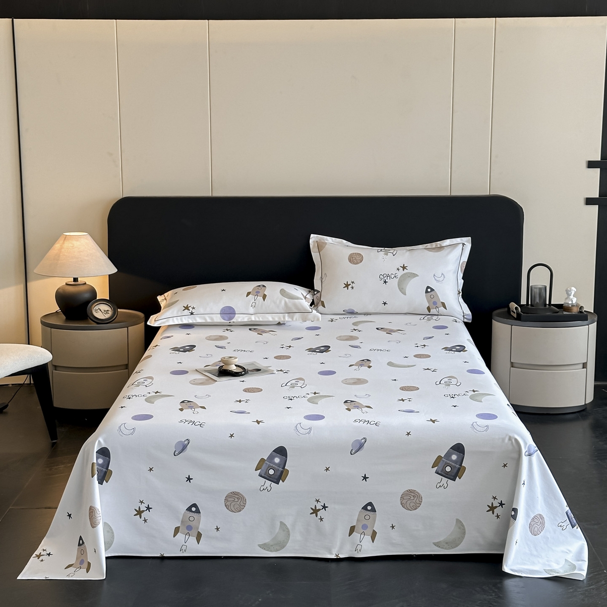 大柏树 2025新款亲肤舒适全棉纯棉磨单床单 床单单件 遨游太空