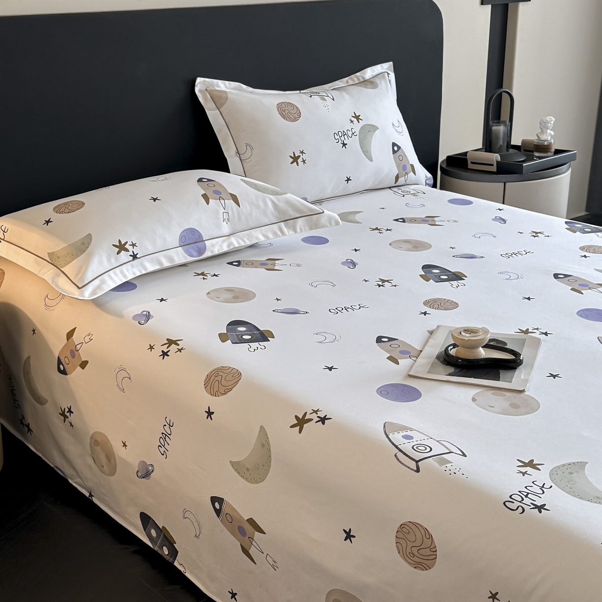 91家纺网 家纺一手货源 找家纺 大柏树 2025新款亲肤舒适全棉纯棉磨单床单 床单单件 遨游太空