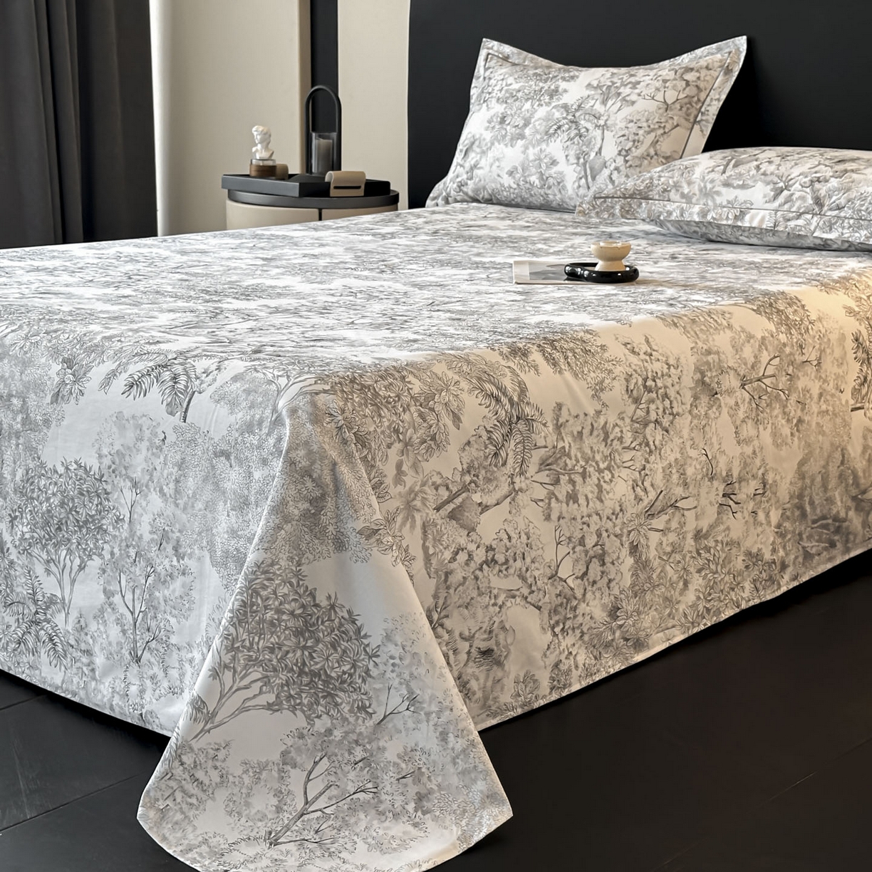 91家纺网 家纺一手货源 找家纺 大柏树 2025新款亲肤舒适全棉纯棉磨单床单 床单单件 浮生灰