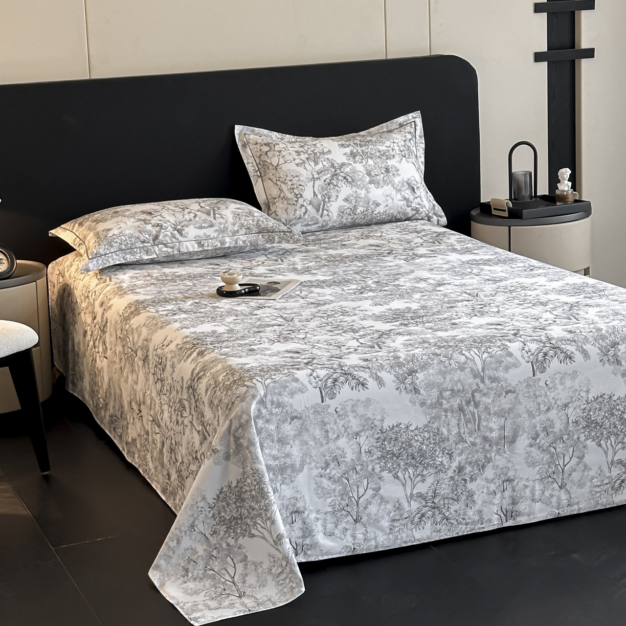 91家纺网 家纺一手货源 找家纺 大柏树 2025新款亲肤舒适全棉纯棉磨单床单 床单单件 浮生灰