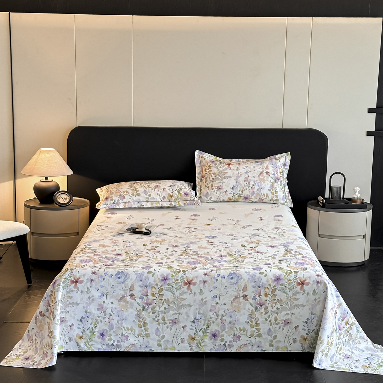 大柏树 2025新款亲肤舒适全棉纯棉磨单床单 床单单件 花笺集米白