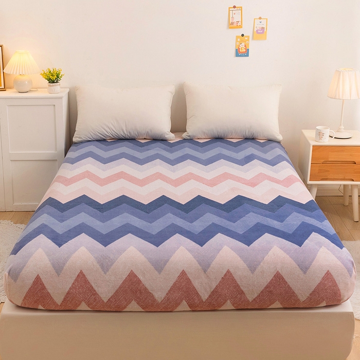 91家纺网 家纺一手货源 找家纺 （总）金盛纺 2025新款高克重牛奶绒印花系列单床笠(可定制)