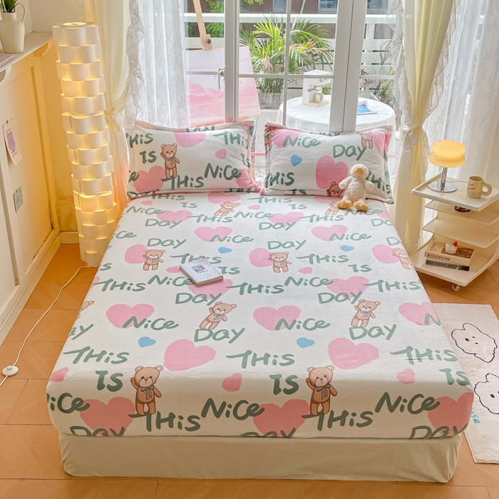 91家纺网 家纺一手货源 找家纺 （总）金盛纺 2025新款高克重牛奶绒印花系列单床笠(可定制)