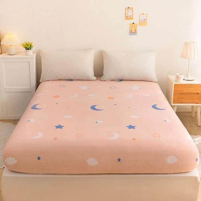 91家纺网 家纺一手货源 找家纺 （总）金盛纺 2025新款高克重牛奶绒印花系列单床笠(可定制)