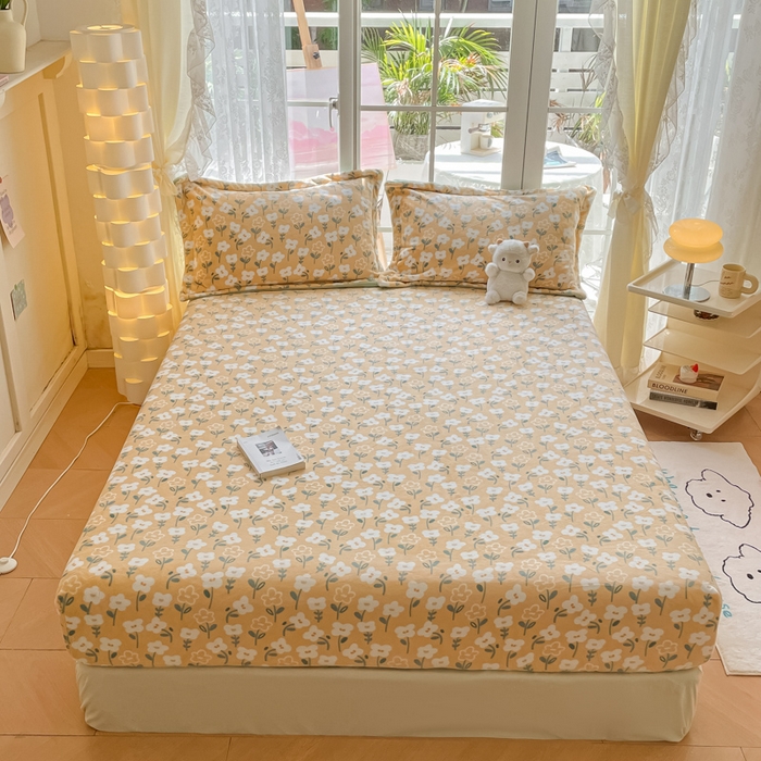 91家纺网 家纺一手货源 找家纺 （总）金盛纺 2025新款高克重牛奶绒印花系列单床笠(可定制)